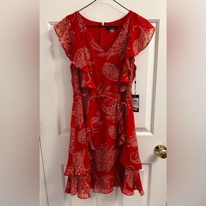 Tommy Hilfiger Red Paisley Midi Dress